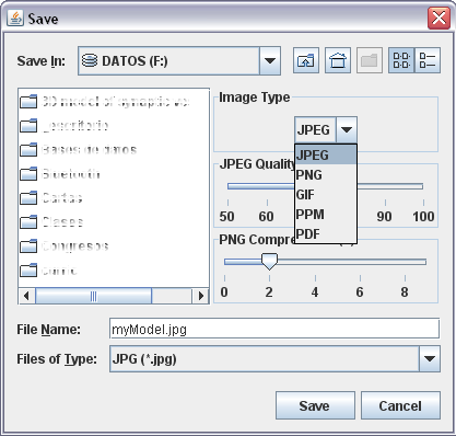 Image export dialog